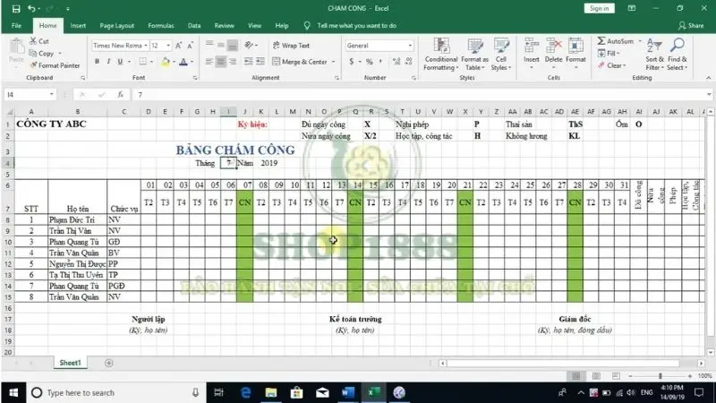 Nhược điểm khi chấm công trên file excel