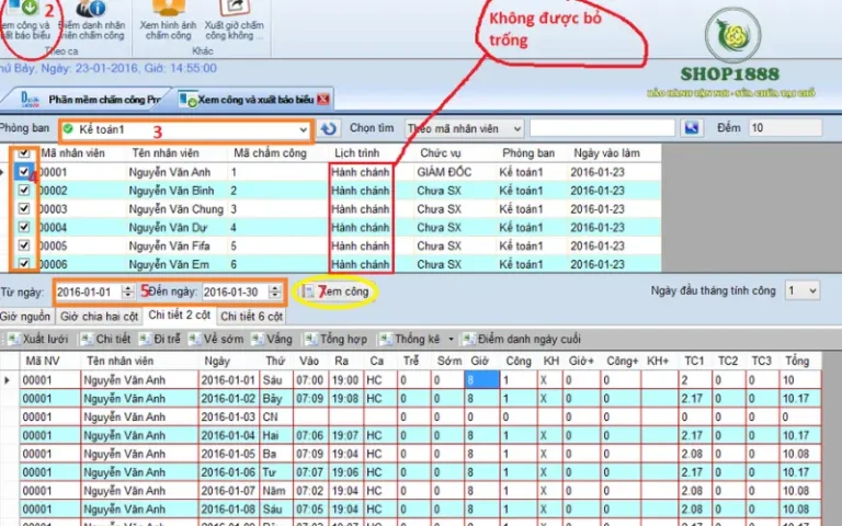 Cách xuất báo cáo chấm công từ máy chấm công ra file Excel